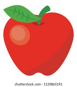 A fresh ripe red colored healthy fruit with a leaf representing apple