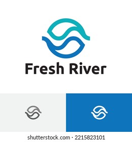 Fresh River Couple Water Nature Balance Monoline Logo