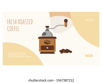 Fresh roasted coffee web page flat design template