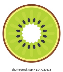 
A fresh round shape fruit having small seeds inside depicting kiwi fruit
