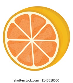 
A fresh round shaped fruit with a  seed, grapefruit
