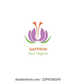 Fresh saffron. Isolated logo on white background. Saffron flower