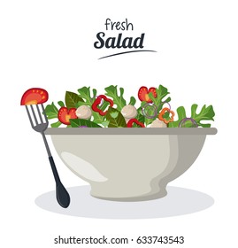 fresh salad bowl with vegetables menu meat fork