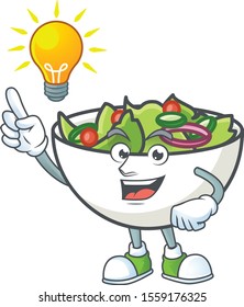 Fresh salad cartoon character with have an idea mascot