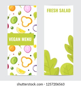 Fresh salad, healthy eating, vegetarian menu concept. Vector illustration for cafe, bar, restaurant