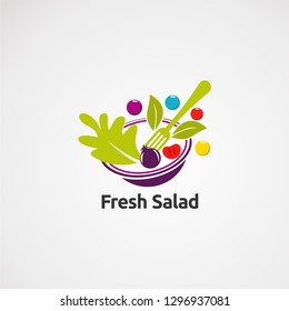 fresh salad logo vector, icon, element, and template for business