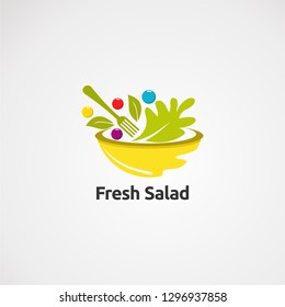 fresh salad logo vector, icon, element, and template for business