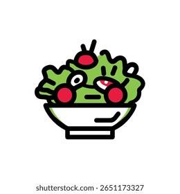 Fresh salad sits within bowl healthy food meal vector
