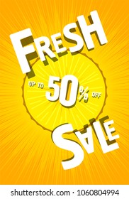 Fresh sale of 50 percent. summer poster for shops