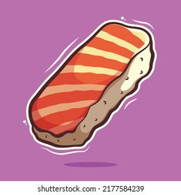 fresh salmon art in bright purple background illustration