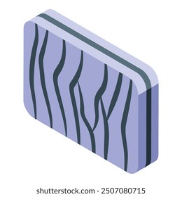 Fresh salmon fillet block with fat lines isometric view for any design purpose