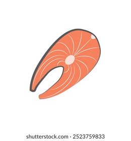 Fresh salmon fillet icon. Vector.