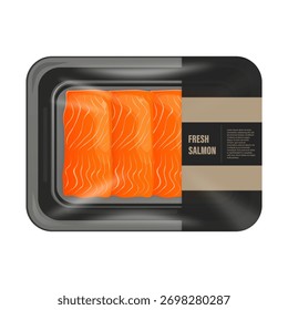 Filetes de salmão fresco com rótulo para cozinhar