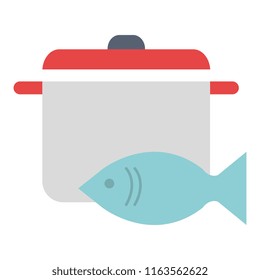 fresh salmon fish with pot