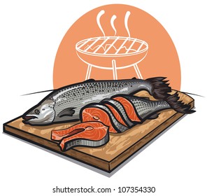 fresh salmon on a cutting board