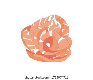 rollo de flores de la capa sashimi de salmón fresco sobre el vector de fondo blanco