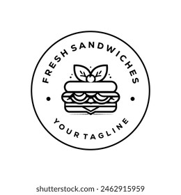 fresh sandwiches vector logo. white background