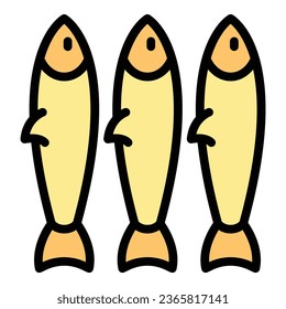 Fresh sardine icon outline vector. Oil food. Ocean can color flat