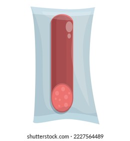 Fresh sausage icon cartoon vector. Plastic bag. Transparent pack
