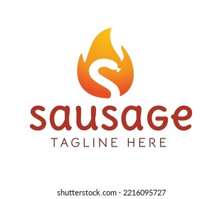 Fresh sausage logo. Fast food and Street food logo. Abstract logo for pork and beef sausages, fresh meat and organic food, gastronomy business. Usable for restaurant, shop, fast food delivery service.