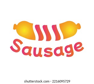 Fresh sausage logo. Fast food and Street food logo. Abstract logo for pork and beef sausages, fresh meat and organic food, gastronomy business. Usable for restaurant, shop, fast food delivery service.