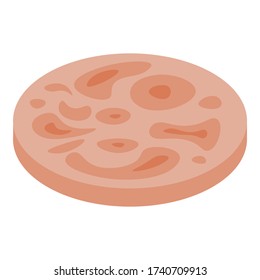 Fresh sausage slice icon. Isometric of fresh sausage slice vector icon for web design isolated on white background