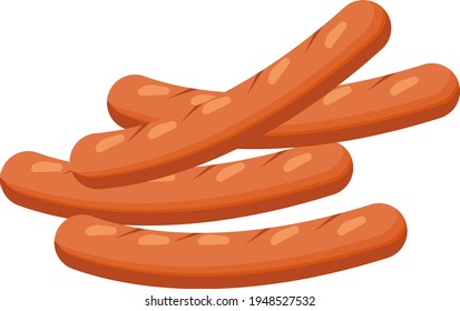 Fresh sausages vector illustration on white background.