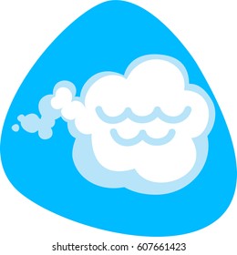 Fresh sea breeze aroma. Clean air cloud. Isolated. On blue background.