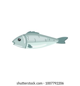 Fresh sea fish, seafood cartoon vector Illustration