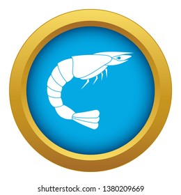 Fresh sea shrimp icon blue vector isolated on white background for any design