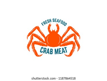 Fresh seafood. Emblem template with crab. Design element for logo, label, emblem, sign, poster. Vector illustration