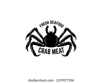 Fresh seafood. Emblem template with crab illustration. Design element for logo, label, emblem, sign, poster. Vector image