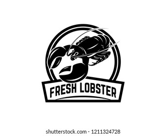 Fresh seafood. Emblem template with lobster. Design element for logo, label, emblem, sign, poster. Vector illustration