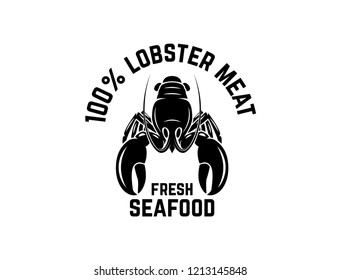 Fresh seafood. Emblem template with lobster. Design element for logo, label, emblem, sign, poster. Vector illustration