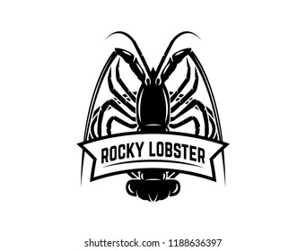 Fresh seafood. Emblem template with rocky lobster. Design element for logo, label, emblem, sign, poster. . Vector illustration