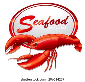 Fresh seafood with lobster illustration