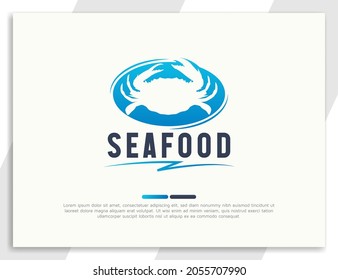 Fresh seafood logo with crab illustration