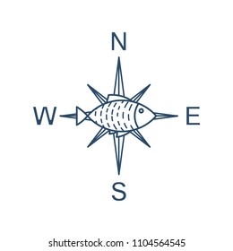 Fresh Seafood logo with fish. Vector emblem for seafood shops or restaurants