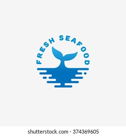 Fresh seafood logo template design. Vector illustration.