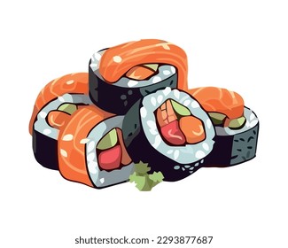 Fresh seafood meal sushi healthy food isolated