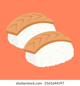 Fresh seafood sushi and traditional Japanese flavors. Vector flat Illustration