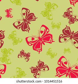 Fresh seamless butterfly iterative background isolated on contrast back layer. Flying butterfly repeat theme vector. Wildlife insect fauna backdrop for wrapping paper.