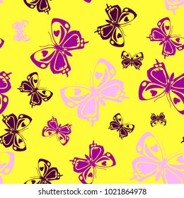 Fresh seamless butterfly iterative background isolated on contrast back layer. Spring butterfly repeat theme vector. Wildlife insect fauna artwork for cover.
