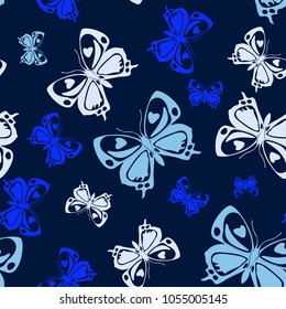 Fresh seamless butterfly iterative pattern isolated on contrast back layer. Wildlife butterfly repeat theme vector. Wildlife insect fauna backdrop for garments.