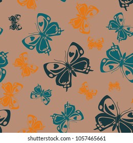 Fresh seamless butterfly iterative pattern isolated on contrast back layer. Spring butterfly repeat theme vector. Wildlife insect fauna backdrop for wrapping paper.
