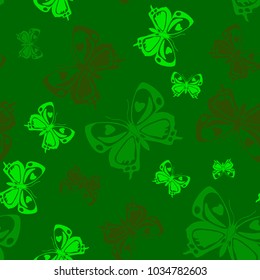 Fresh seamless butterfly iterative template isolated on contrast back layer. Spring butterfly repeat theme vector. Wildlife insect fauna clipart for cover.