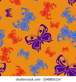 Fresh seamless butterfly iterative template isolated on contrast back layer. Spring butterfly repeat theme vector. Wildlife insect fauna artwork for wallpaper.