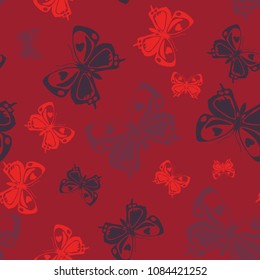 Fresh seamless butterfly iterative template isolated on contrast back layer. Wildlife butterfly repeat theme vector. Wildlife insect fauna artwork for wallpaper.