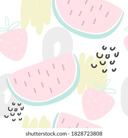 Fresh seamless pattern with exotic fruits	