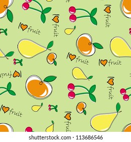 Fresh seamless pattern with fruit / Vector illustration